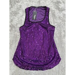 Zeagoo Tank Top Women's Size Medium Purple Sequins Lined New With‎ Tags